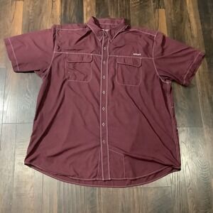 Ariat Tek Heat Series Mens XXL Burgundy Short Sleeve Western Work Shirt Maroon